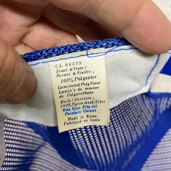 Vintage Trucker Hat Mesh Cap Snapback Blue KANNACHIE Enterprises Patch Logo 80s - Picture 8 of 8